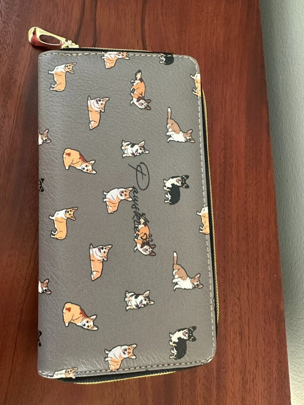 NWT Corgi Dog Gray Long Wallet Cell Phone Clutch Waterproof Pocketbook